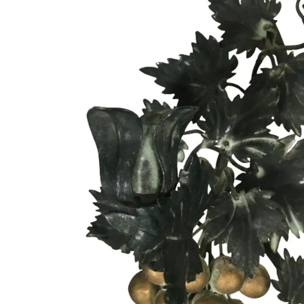 Pair Vtg ITALIAN TOLE Metal Candle WALL SCONCE GRAPES LEAVES VINES Candle Holder
